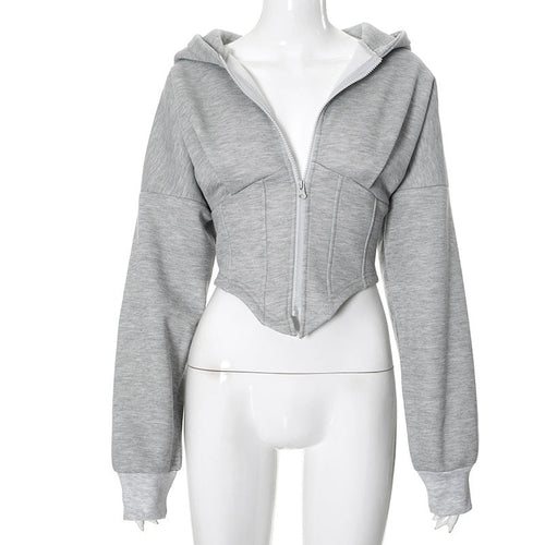 Corset Zipper Hoodie Cardigan