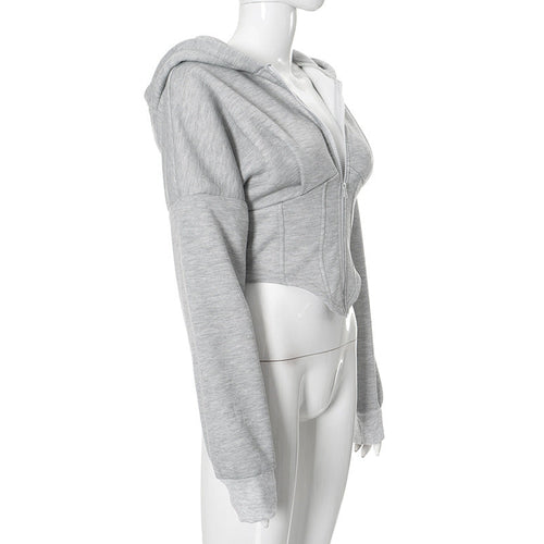 Corset Zipper Hoodie Cardigan