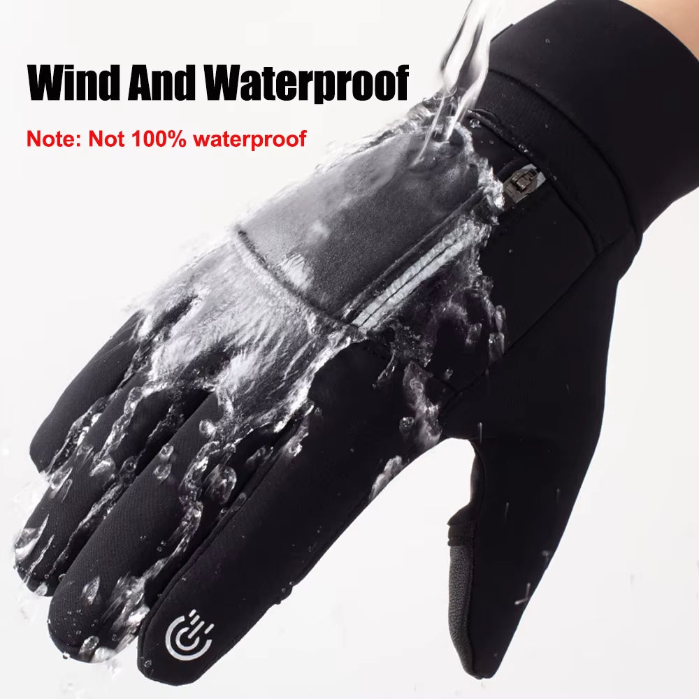 Winter Warm Touch Screen Gloves Outdoor Windproof Waterproof Cold-Proof Gloves Men Driving Cycling Fishing Ski Gloves