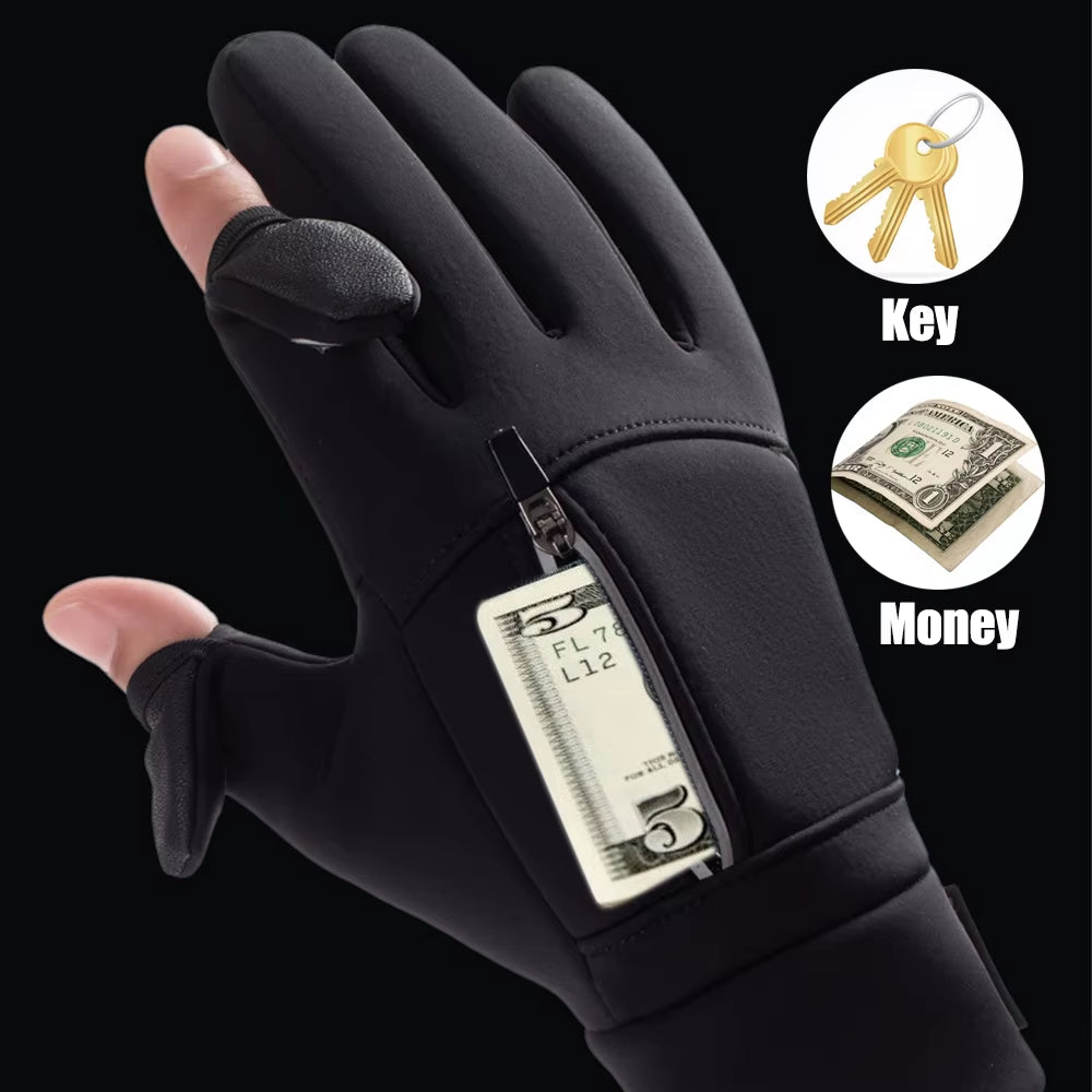 Winter Warm Touch Screen Gloves Outdoor Windproof Waterproof Cold-Proof Gloves Men Driving Cycling Fishing Ski Gloves