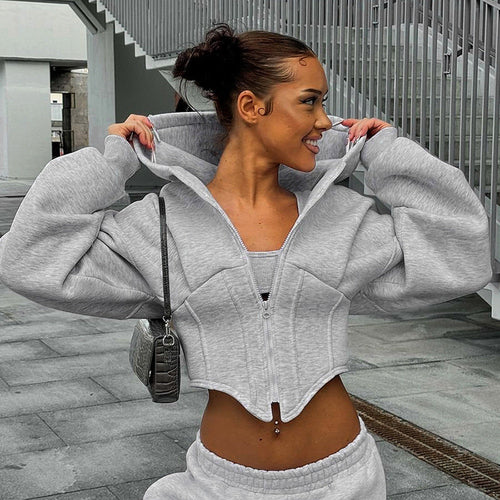 Corset Zipper Hoodie Cardigan