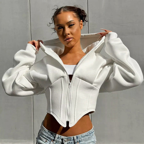 Corset Zipper Hoodie Cardigan