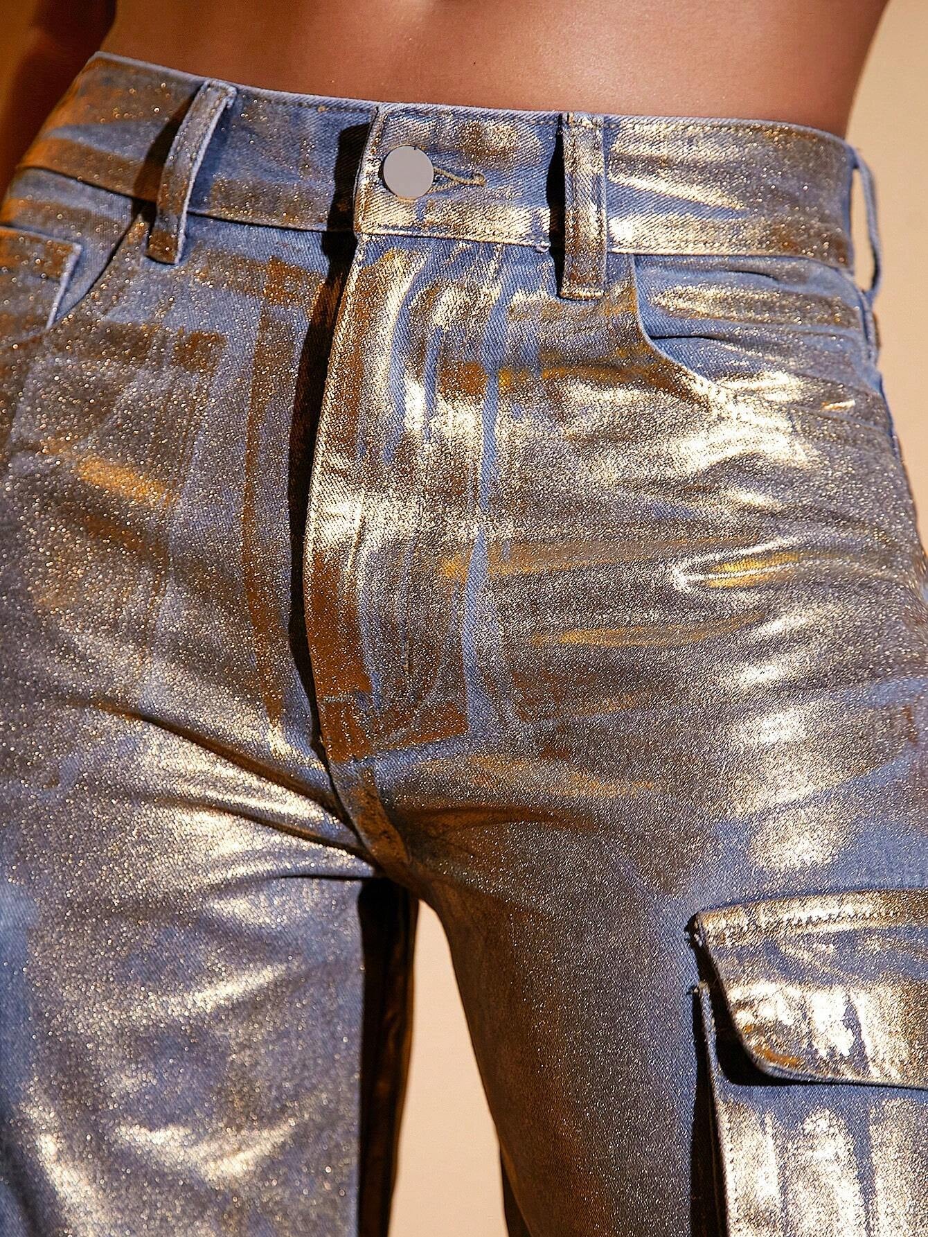 Flap Pocket Wide Leg Jeans