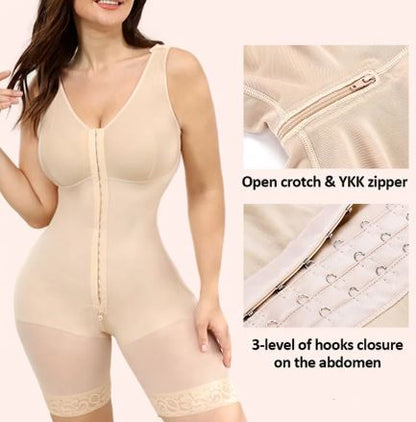 Vest Bodysuit with Zipper - Waist Cincher One-Piece