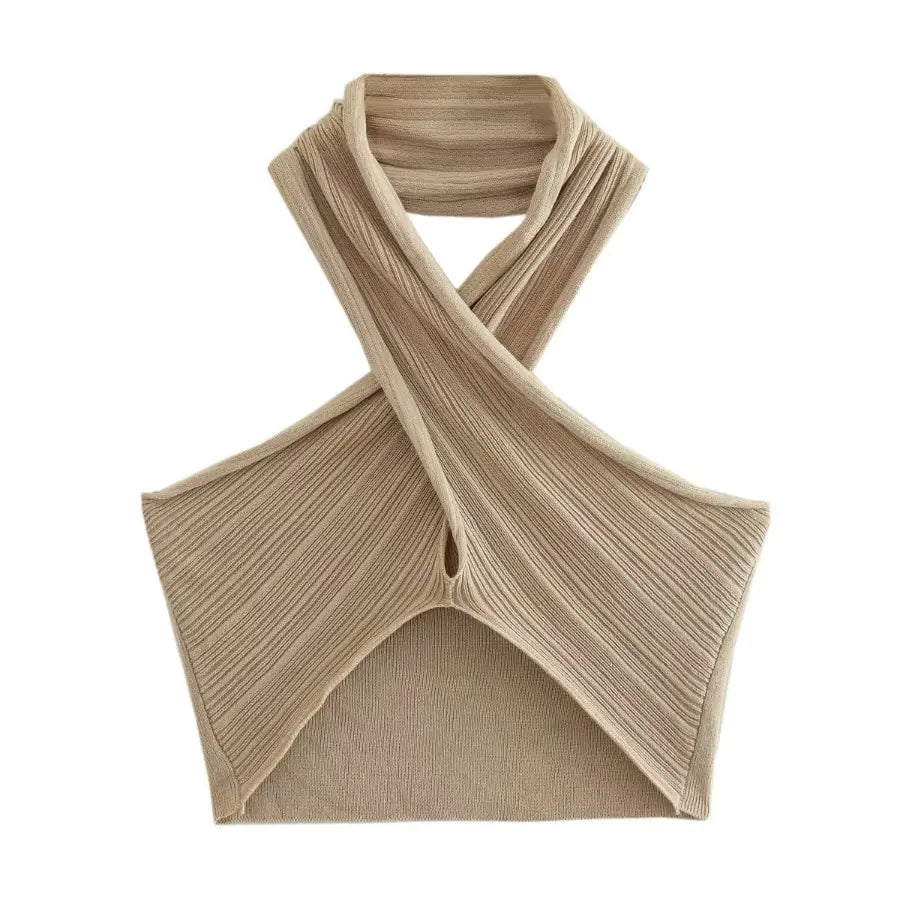 Cross Neck Halter Top and Skirt Set